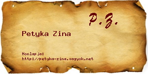 Petyka Zina névjegykártya